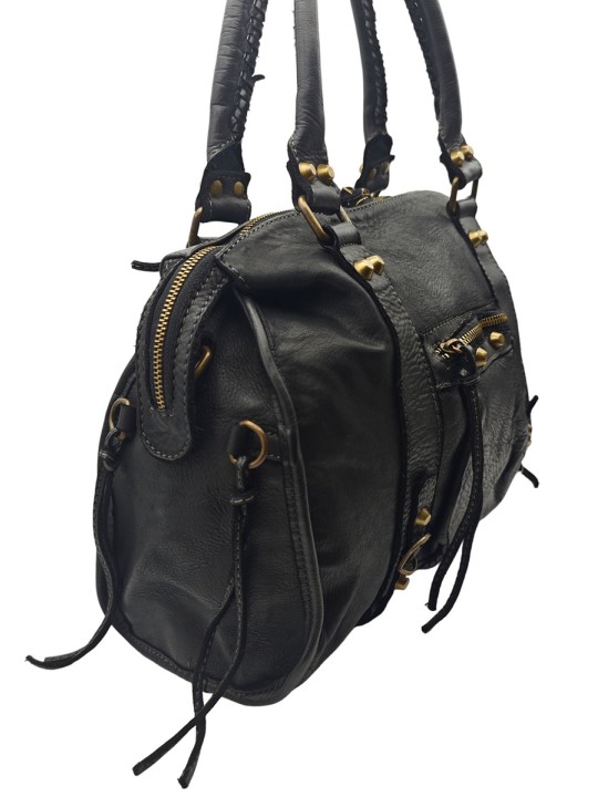THE WAN Grand Sac Cuir Daisy Large Vintage Noir A25
