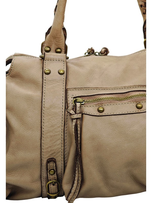 THE WAN Grand Sac Cuir Daisy Large Vintage Taupe A25