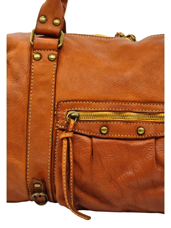 THE WAN Grand Sac Cuir Daisy Large Vintage Cognac