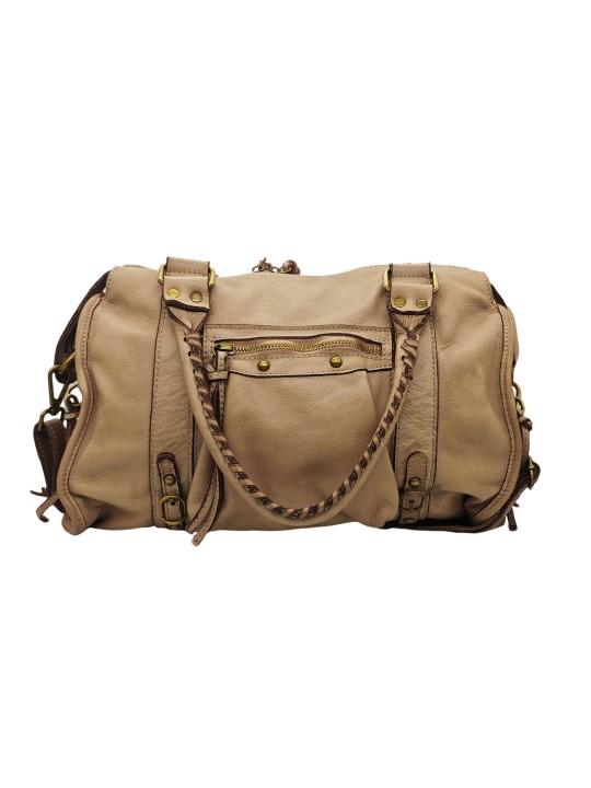 THE WAN Grand Sac Cuir Daisy Large Vintage Taupe A25