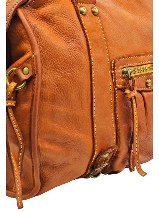 THE WAN Grand Sac Cuir Daisy Large Vintage Cognac