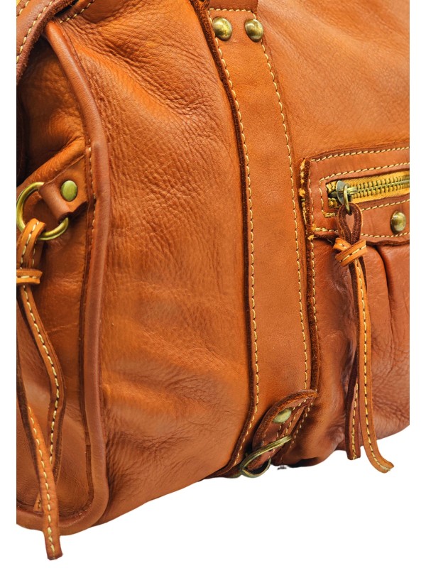 THE WAN Grand Sac Cuir Daisy Large Vintage Cognac