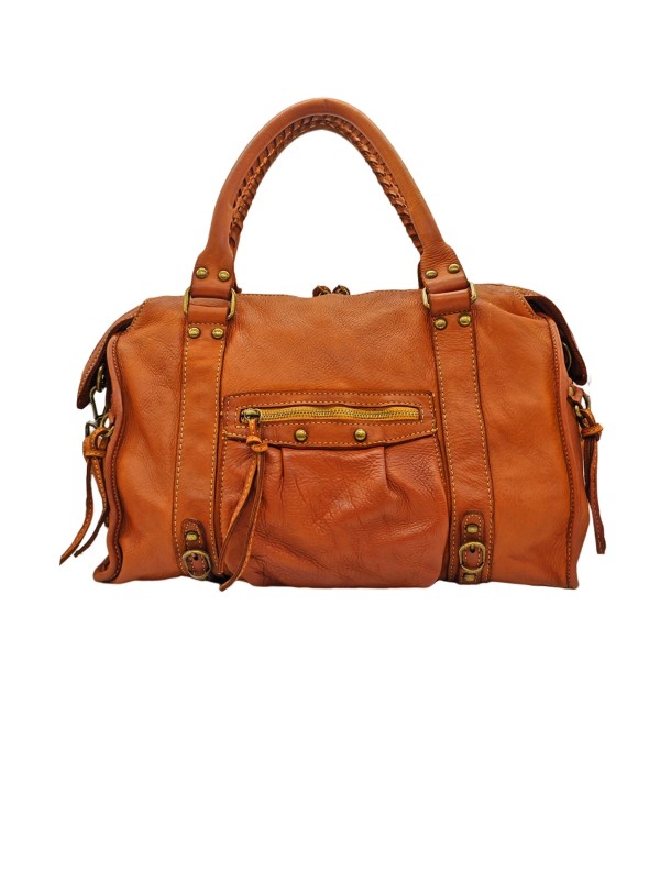 THE WAN Grand Sac Cuir Daisy Large Vintage Cognac