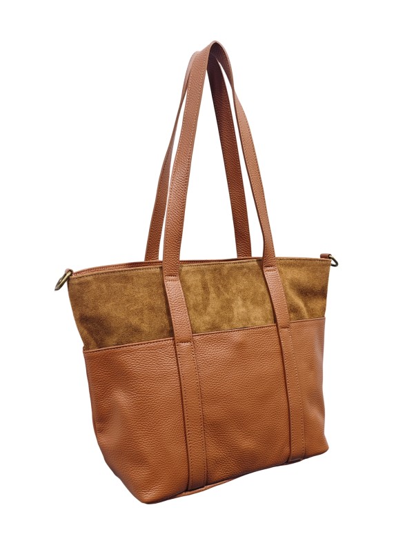 Soleil Chic Grand Sac Cabas Cuir City Mix Camel