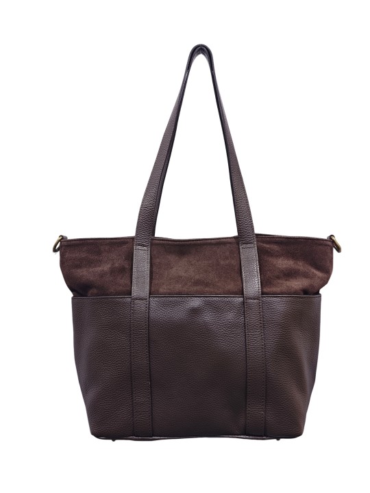 Soleil Chic Grand Sac Cabas Cuir City Mix Chocolat