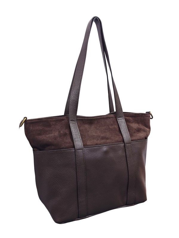 Soleil Chic Grand Sac Cabas Cuir City Mix Chocolat