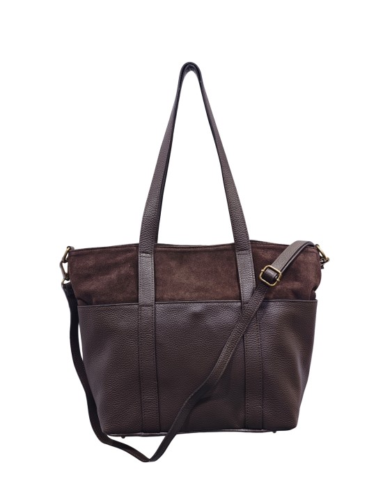 Soleil Chic Grand Sac Cabas Cuir City Mix Chocolat