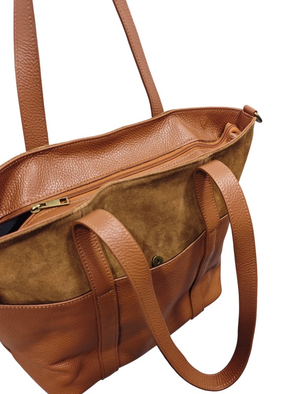 Soleil Chic Grand Sac Cabas Cuir City Mix Camel