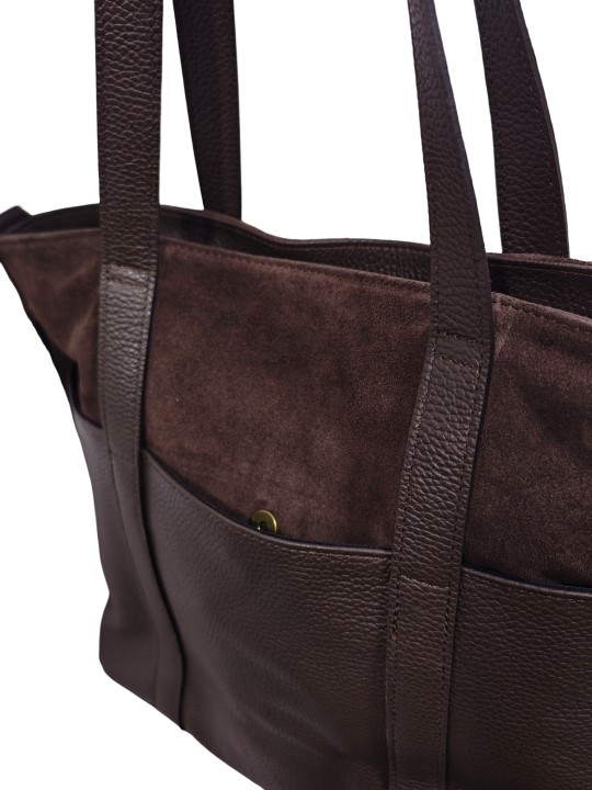 Soleil Chic Grand Sac Cabas Cuir City Mix Chocolat