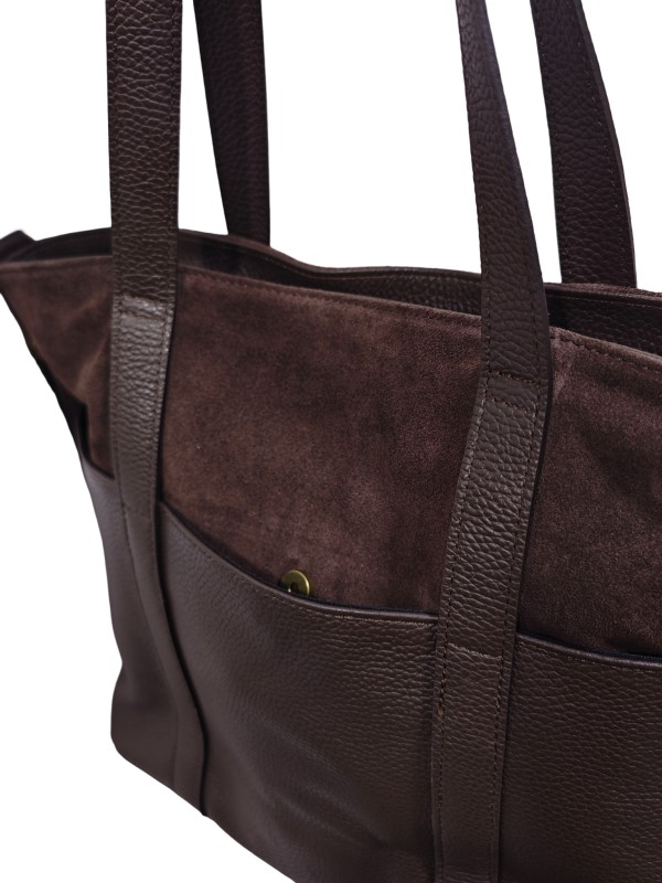 Soleil Chic Grand Sac Cabas Cuir City Mix Chocolat