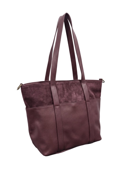 Soleil Chic Grand Sac Cabas Cuir City Mix Prune