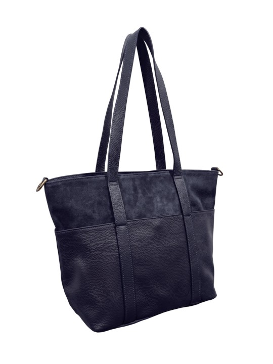 Soleil Chic Grand Sac Cabas Cuir City Mix Marine