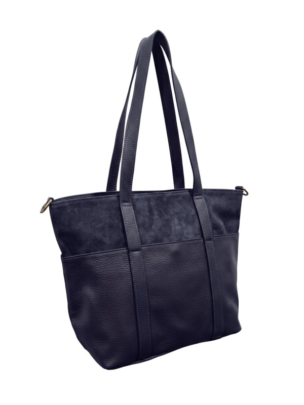 Soleil Chic Grand Sac Cabas Cuir City Mix Marine
