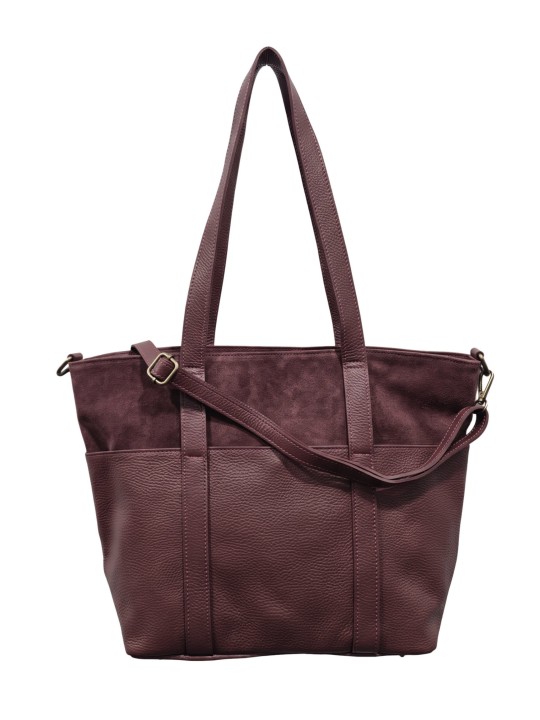 Soleil Chic Grand Sac Cabas Cuir City Mix Prune