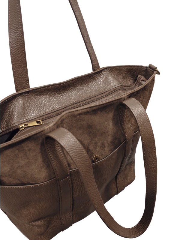 Soleil Chic Grand Sac Cabas Cuir City Mix Taupe