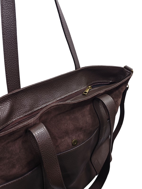 Soleil Chic Grand Sac Cabas Cuir City Mix Chocolat