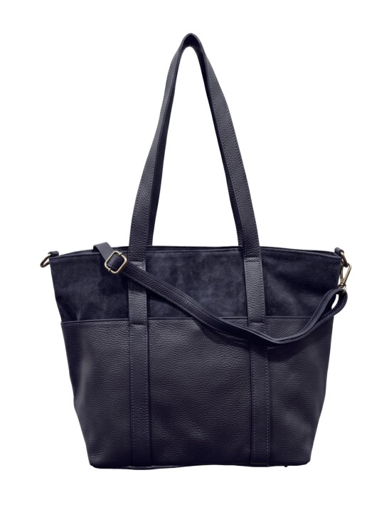 Soleil Chic Grand Sac Cabas Cuir City Mix Marine