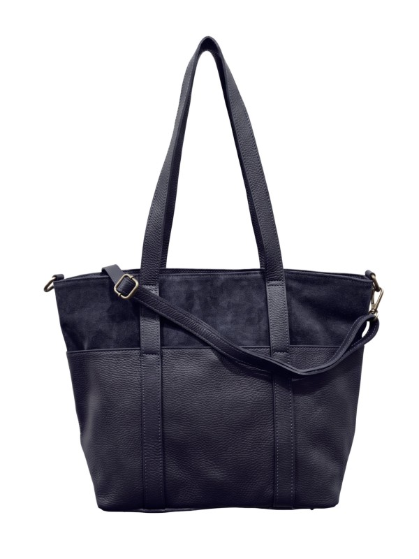 Soleil Chic Grand Sac Cabas Cuir City Mix Marine