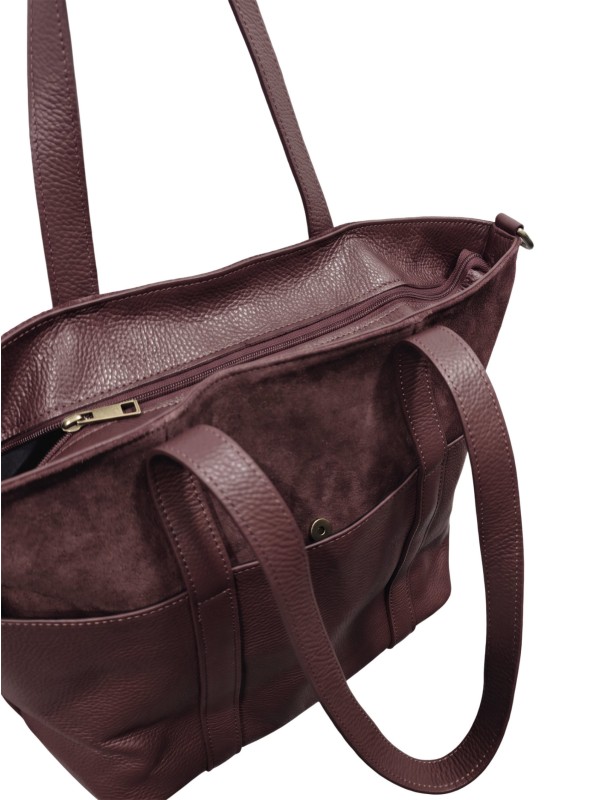Soleil Chic Grand Sac Cabas Cuir City Mix Prune