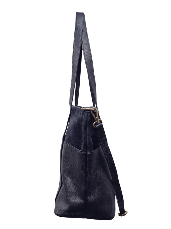 Soleil Chic Grand Sac Cabas Cuir City Mix Marine