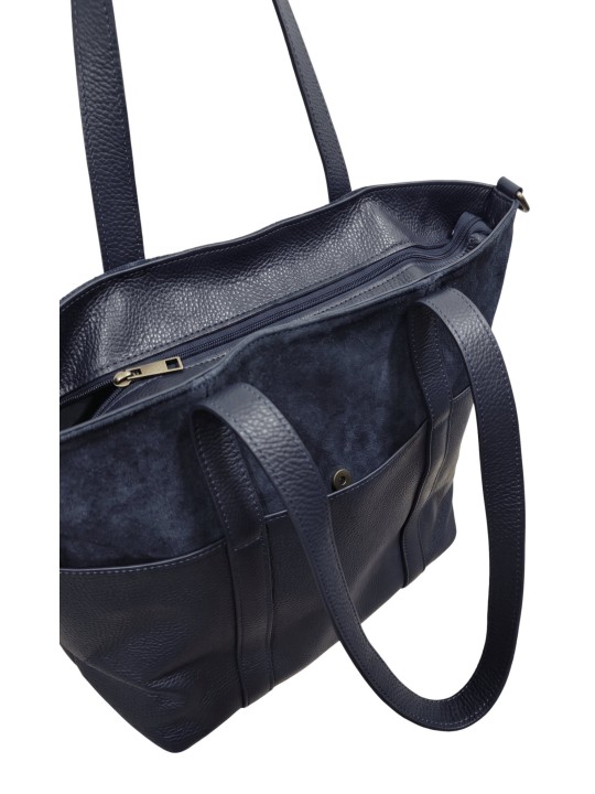 Soleil Chic Grand Sac Cabas Cuir City Mix Marine