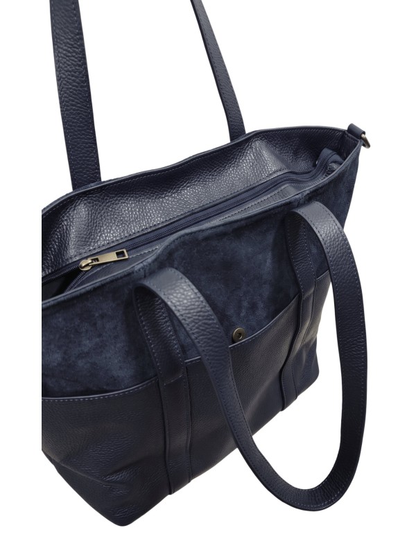 Soleil Chic Grand Sac Cabas Cuir City Mix Marine