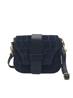 Soleil Chic Elise Sac Bandoulière Cuir Embossé Croco Noir