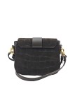 Soleil Chic Elise Sac Bandoulière Cuir Embossé Croco Chocolat