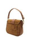 Soleil Chic Elise Sac Bandoulière Cuir Embossé Croco Camel