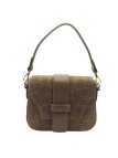 Soleil Chic Elise Sac Bandoulière Cuir Embossé Croco Taupe