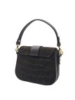 Soleil Chic Elise Sac Bandoulière Cuir Embossé Croco Chocolat