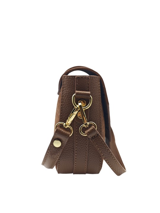 Soleil Chic Elise Sac Bandoulière Cuir Embossé Croco Marron