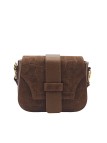 Soleil Chic Elise Sac Bandoulière Cuir Embossé Croco Marron