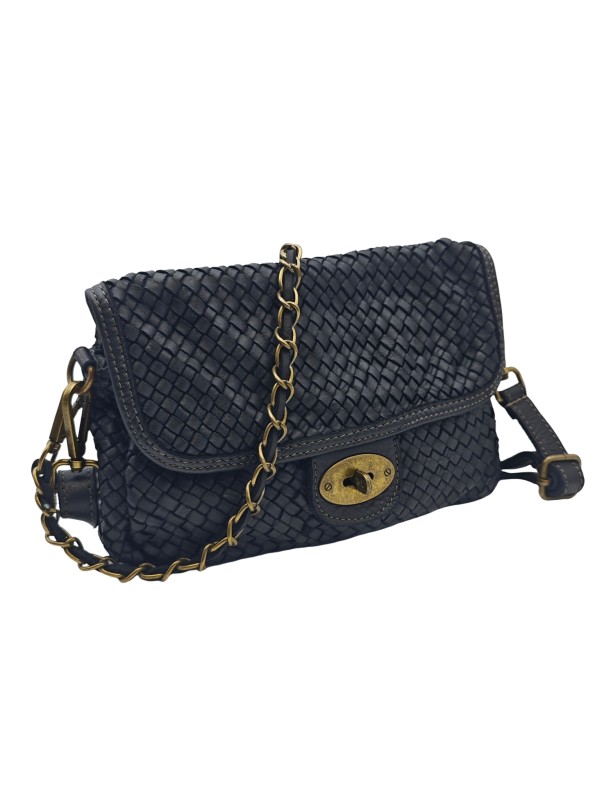 Soleil Chic Tressia Sac Bandoulière Cuir Vintage Noir