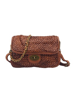 Soleil Chic Tressia Sac Bandoulière Cuir Vintage Cognac