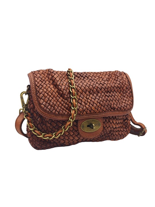 Soleil Chic Tressia Sac Bandoulière Cuir Vintage Cognac