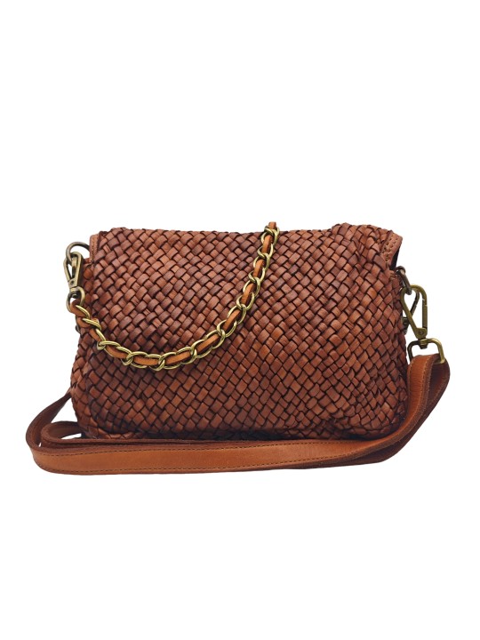 Soleil Chic Tressia Sac Bandoulière Cuir Vintage Cognac