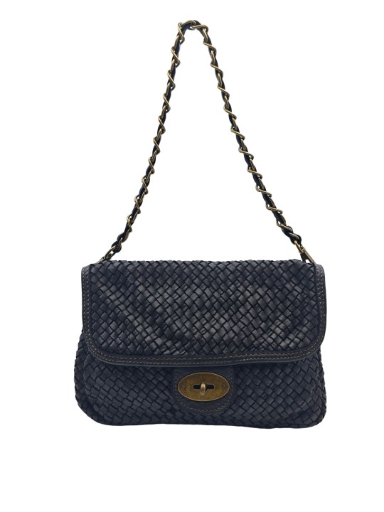 Soleil Chic Tressia Sac Bandoulière Cuir Vintage Noir