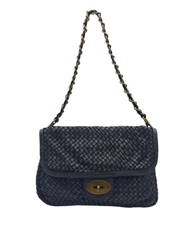 Soleil Chic Tressia Sac Bandoulière Cuir Vintage Noir