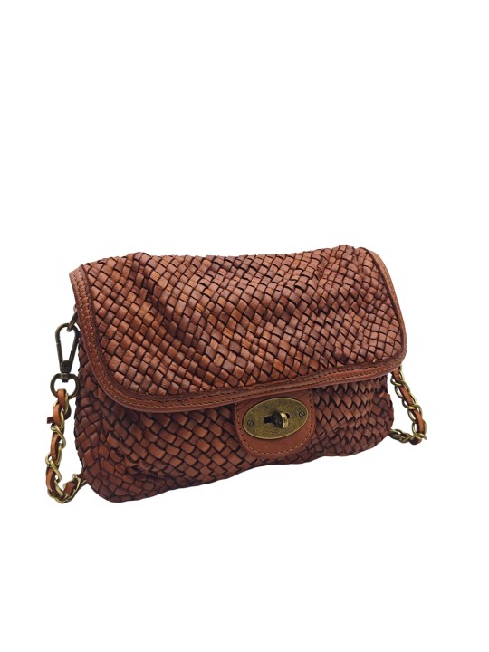 Soleil Chic Tressia Sac Bandoulière Cuir Vintage Cognac
