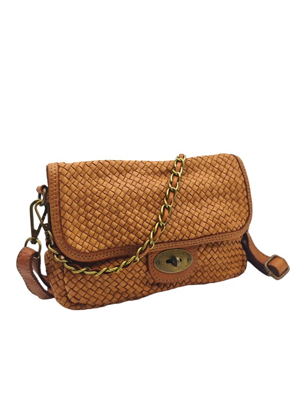 Soleil Chic Tressia Sac Bandoulière Cuir Vintage Camel