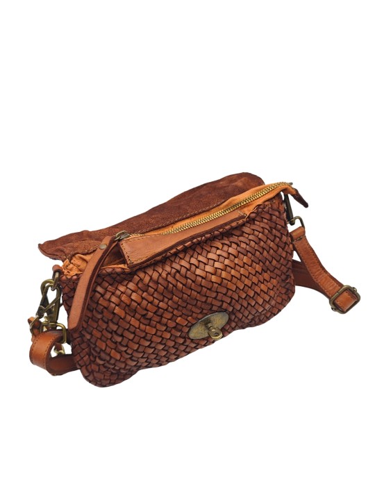 Soleil Chic Tressia Sac Bandoulière Cuir Vintage Cognac