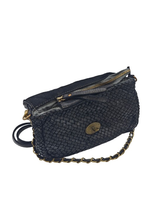 Soleil Chic Tressia Sac Bandoulière Cuir Vintage Noir