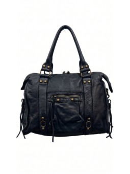 Soleil Chic Grand Sac Cuir Daisy Large Vintage Noir