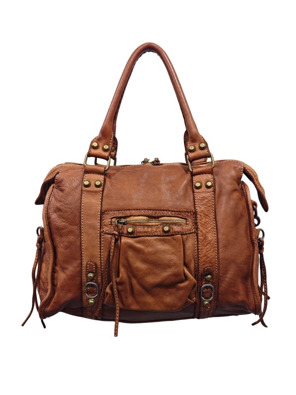 Soleil Chic Grand Sac Cuir Daisy Large Vintage Cognac