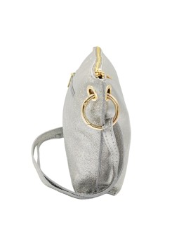 Ami Sac bandoulière cuir Argent