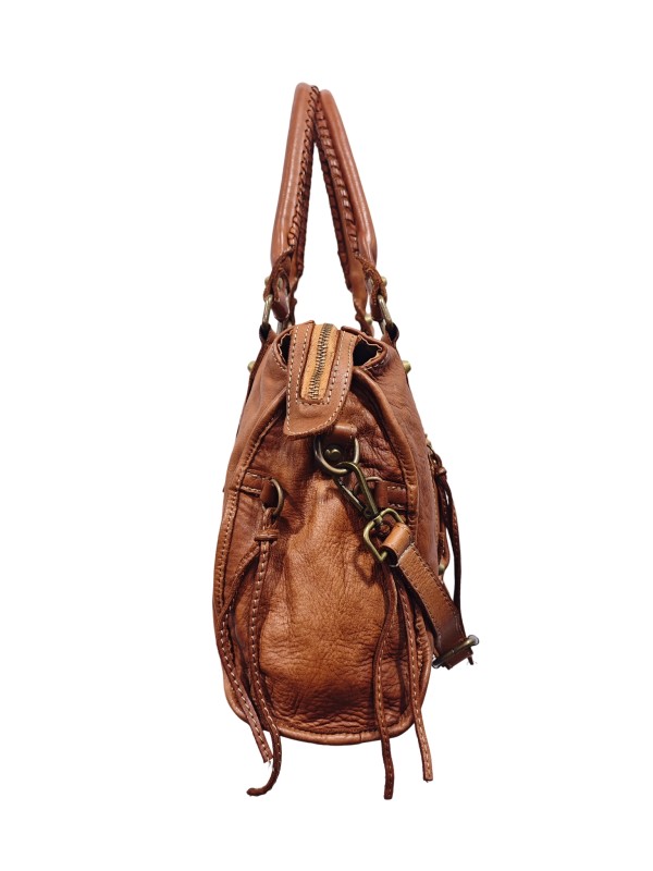 Soleil Chic Grand Sac Cuir Daisy Large Vintage Cognac