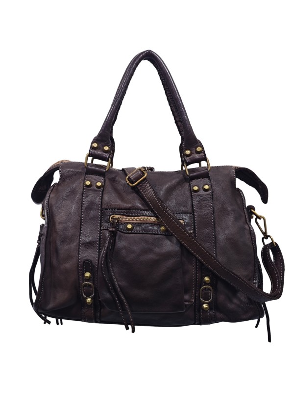 Soleil Chic Grand Sac Cuir Daisy Large Vintage Chocolat