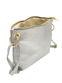 Ami Sac bandoulière cuir Argent