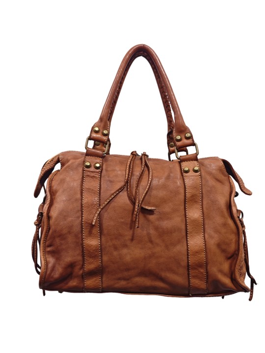 Soleil Chic Grand Sac Cuir Daisy Large Vintage Cognac